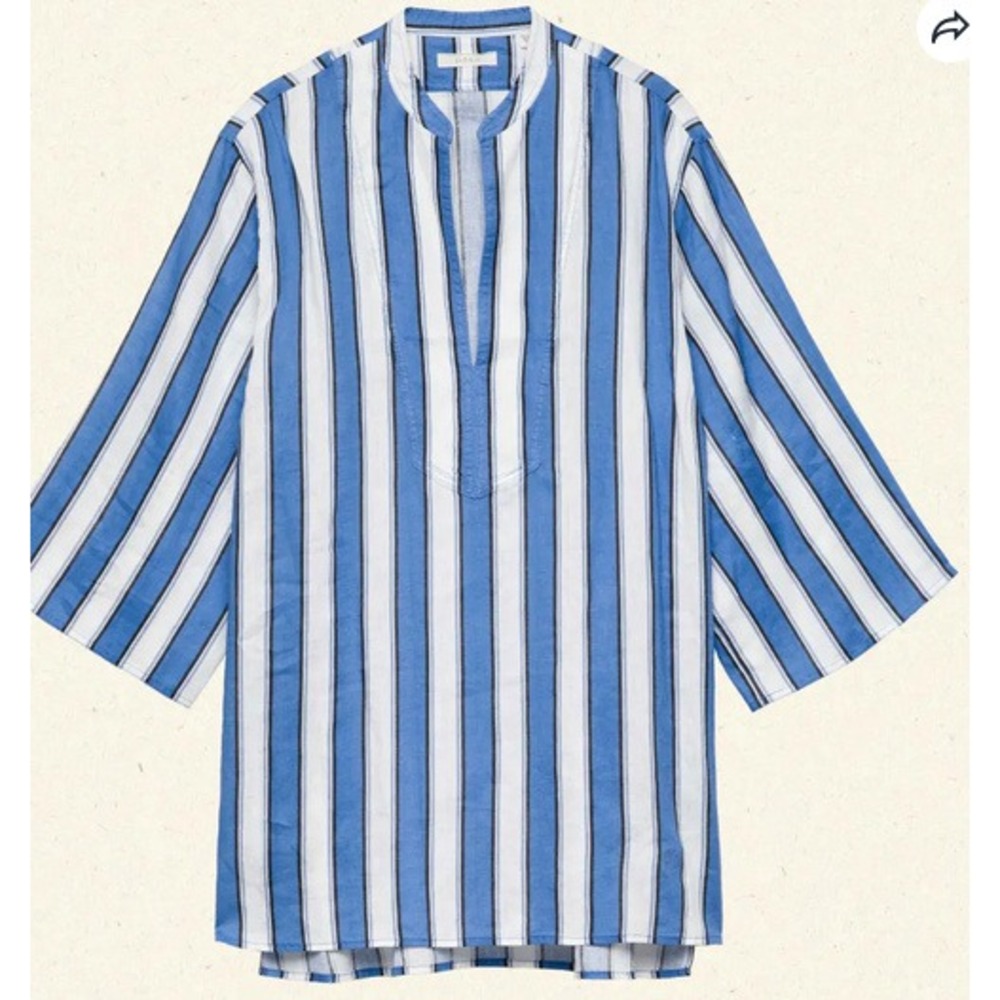 DOEN Gisele Dress Atrani Stripe Blue White Small New With Tags